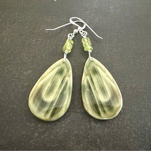NEW Green Stone Earrings, Imperial Jasper, Peridot, Sterling, Prairie Ice